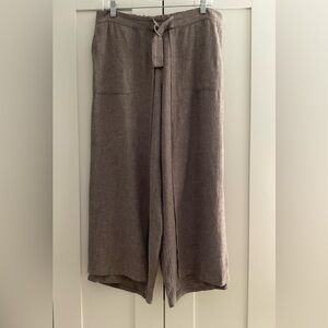J. Jill Wide Legged Linen Blend Cropped Layered Lagenlook Pant in Taupe Size M